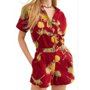 Free People Maroon Combo Malibu Romper NWT